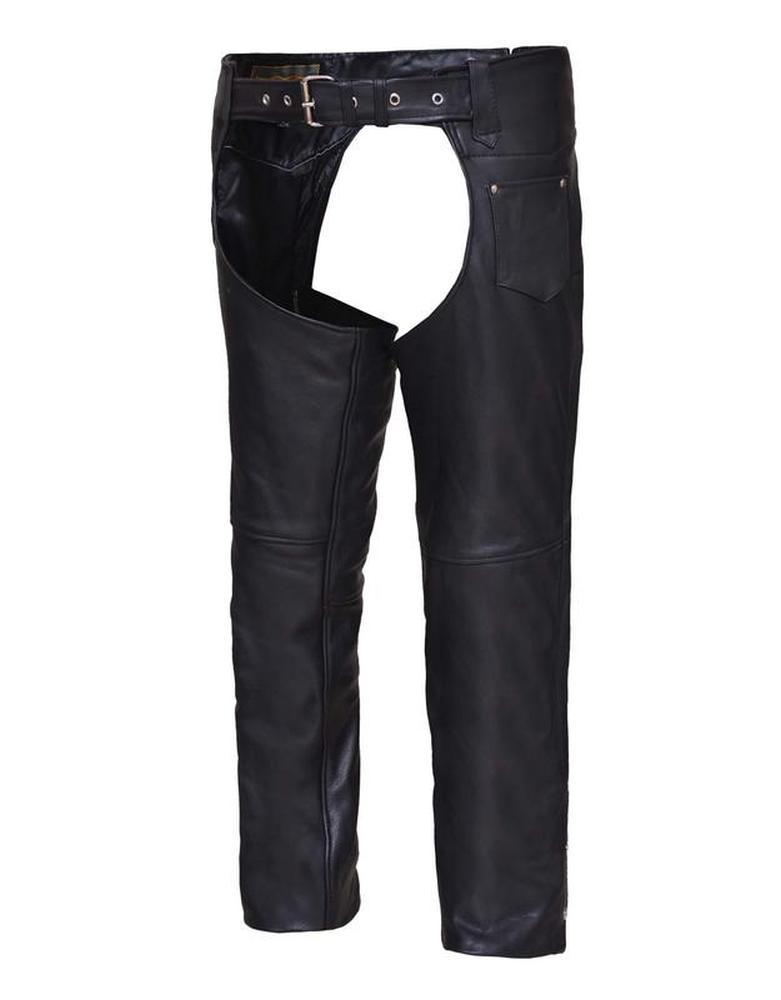 Unisex Naked Leather Coin Pocket Motorcycle Chaps,Black,Size  2XS