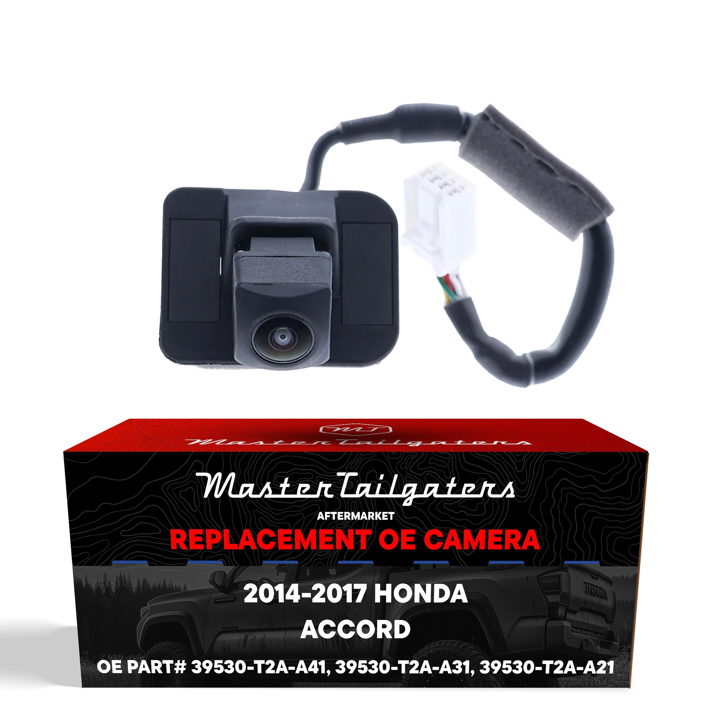 Honda Accord Sedan EX-L (2014-2015), Accord Sedan Touring (2016-2017), Accord Hybrid (2017) OEM Replacement Backup Camera OE Part # 39530-T2A-A41, 39530-T2A-A31, 39530-T2A-A21