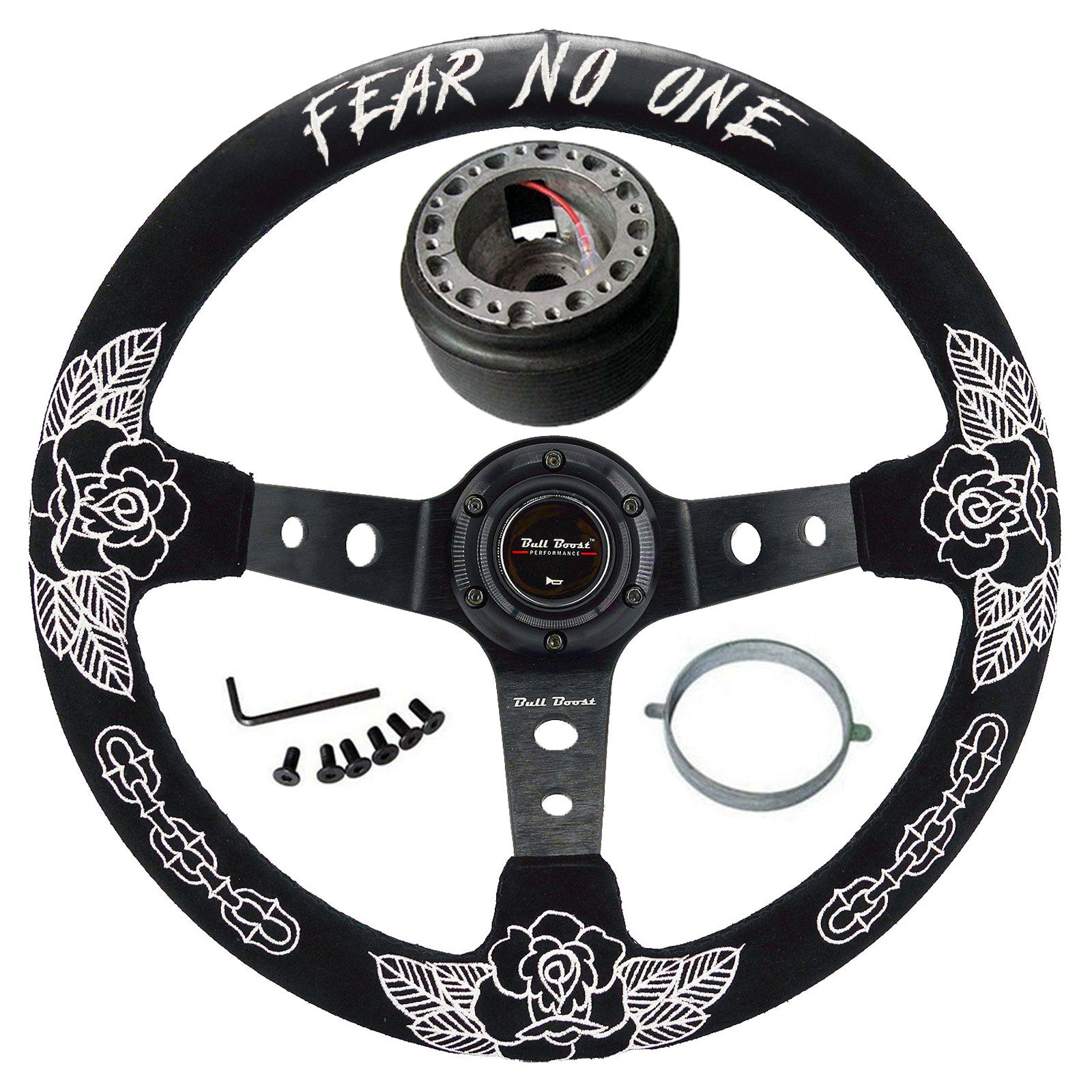 BW Rose Steering Wheel + Hub Adapter Kit For 96-06 Civic Prelude, S2000, Accord, RSX