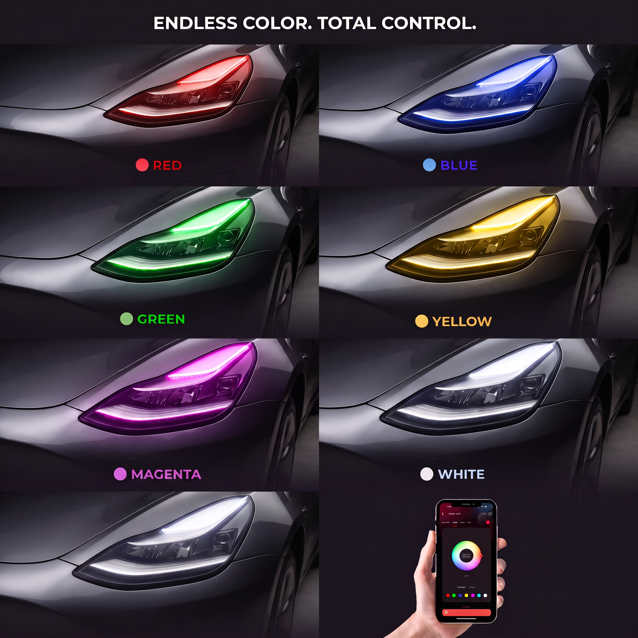 Tesla Model 3 Multicolor DRL Boards (2017–2023)