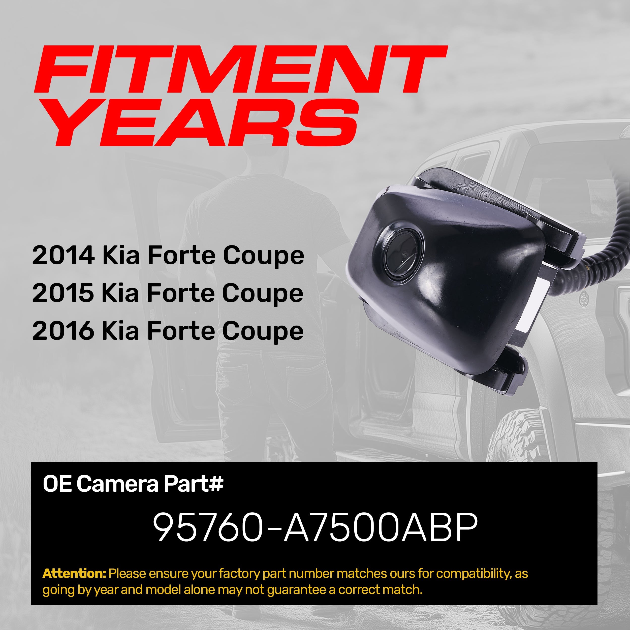 Kia Forte Coupe (2014-2016) OEM Replacement Backup Camera OE Part # 95760-A7500ABP