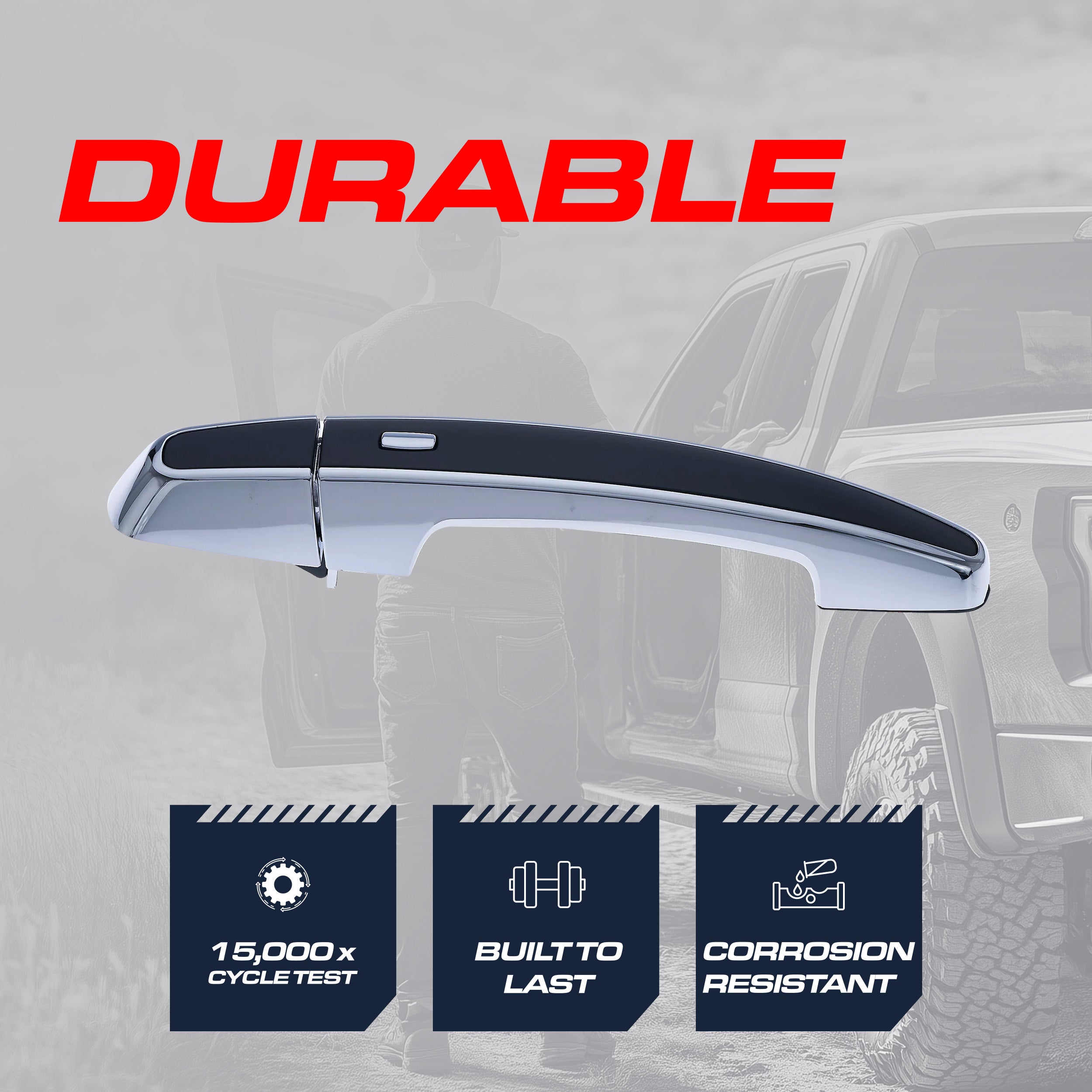 Exterior Door Handle Black/Chrome Replacement for Chevrolet Malibu (2016-2024) | Front Left Driver Side w/o Keyhole