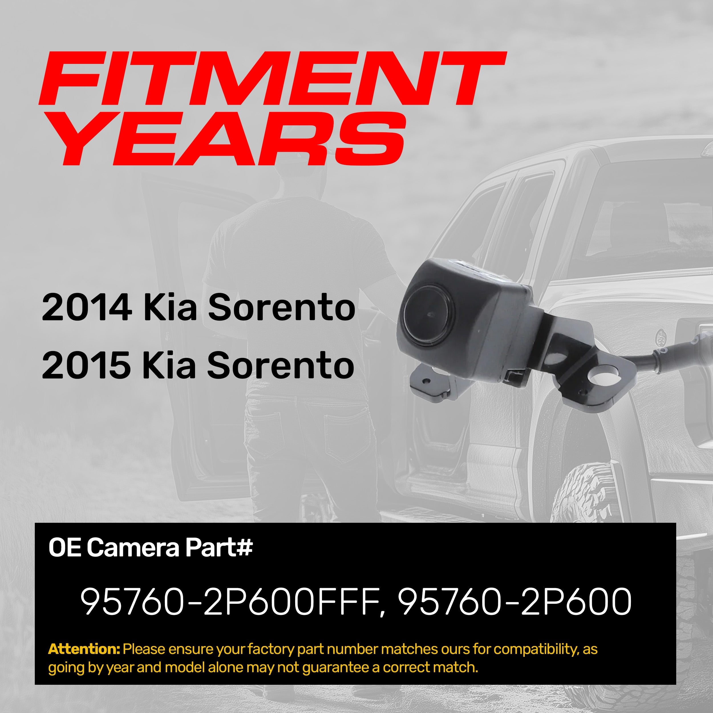 Kia Sorento (2014-2015) OEM Replacement Backup Camera OE Part # 95760-2P600, 95760-2P600FFF