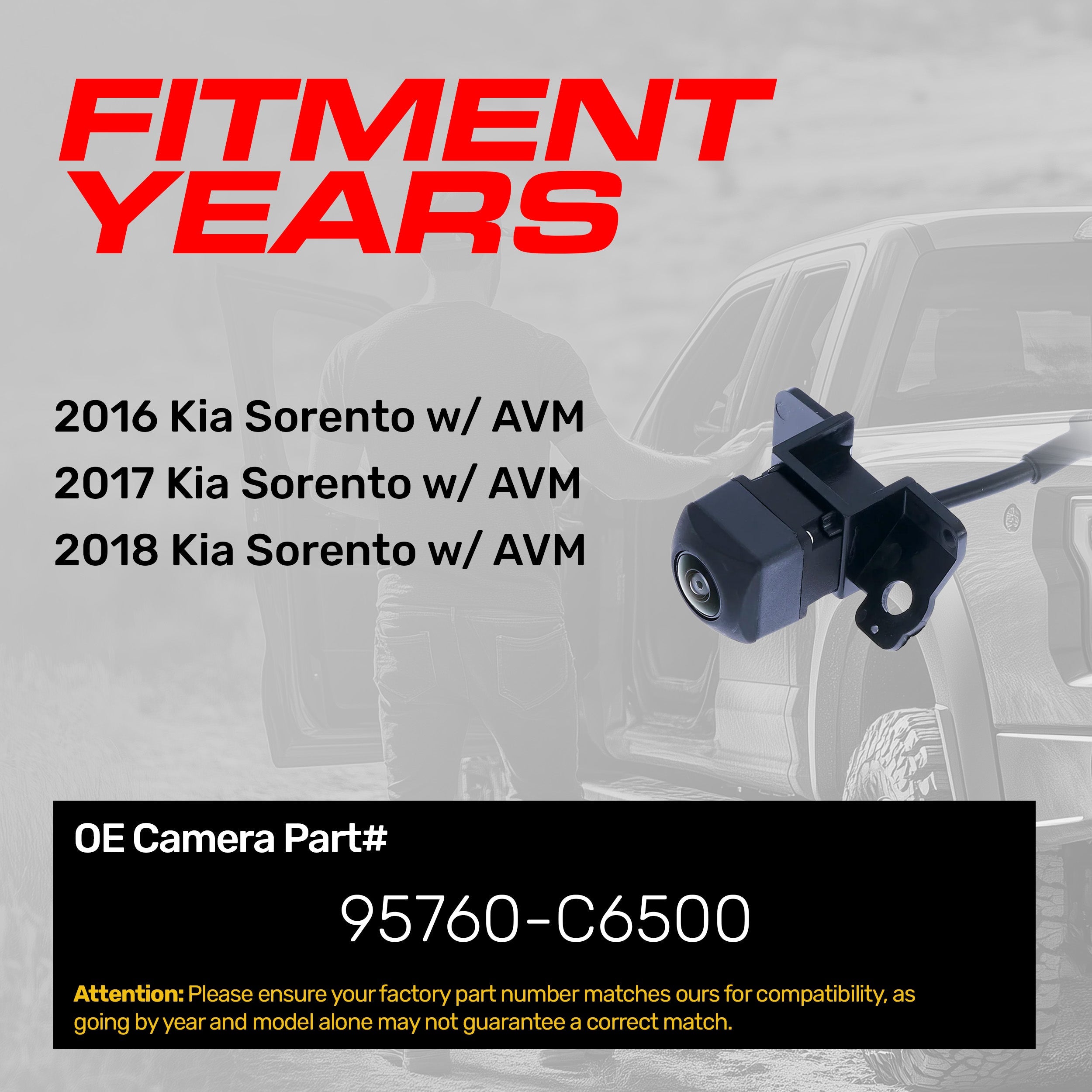 Kia Sorento w/ AVM (2016-2018) OEM Replacement Backup Camera OE Part # 95760-C6500