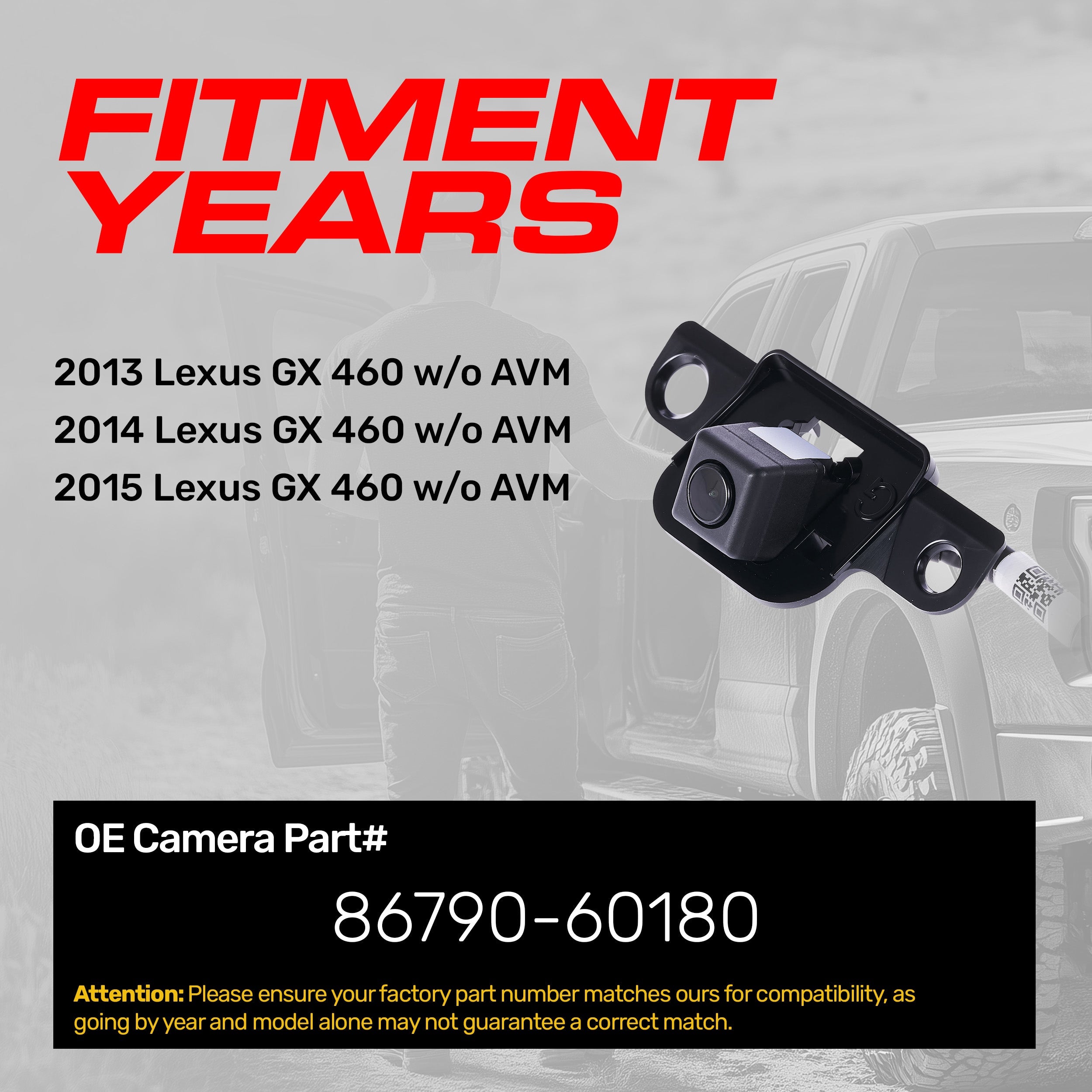 Lexus GX 460 w/o AVM (2013-2015) OEM Replacement Backup Camera OE Part # 86790-60180