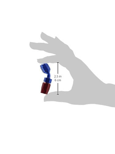 Edelbrock/Russell 610080 Red/Blue Anodized Aluminum -4An 45-Degree Hose End