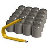 Colorlugs Vinyl Lug Nut Cover | Grey | Flexible Fit Wheel Lug Nut Cap | Fits 19 Mm | Pack Of 20 | Includes Deluxe Extractor | Ma