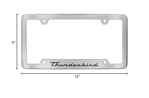 Ford Thunderbird License Plate Frame Holder - Chrome Plated Metal, Engraved Design