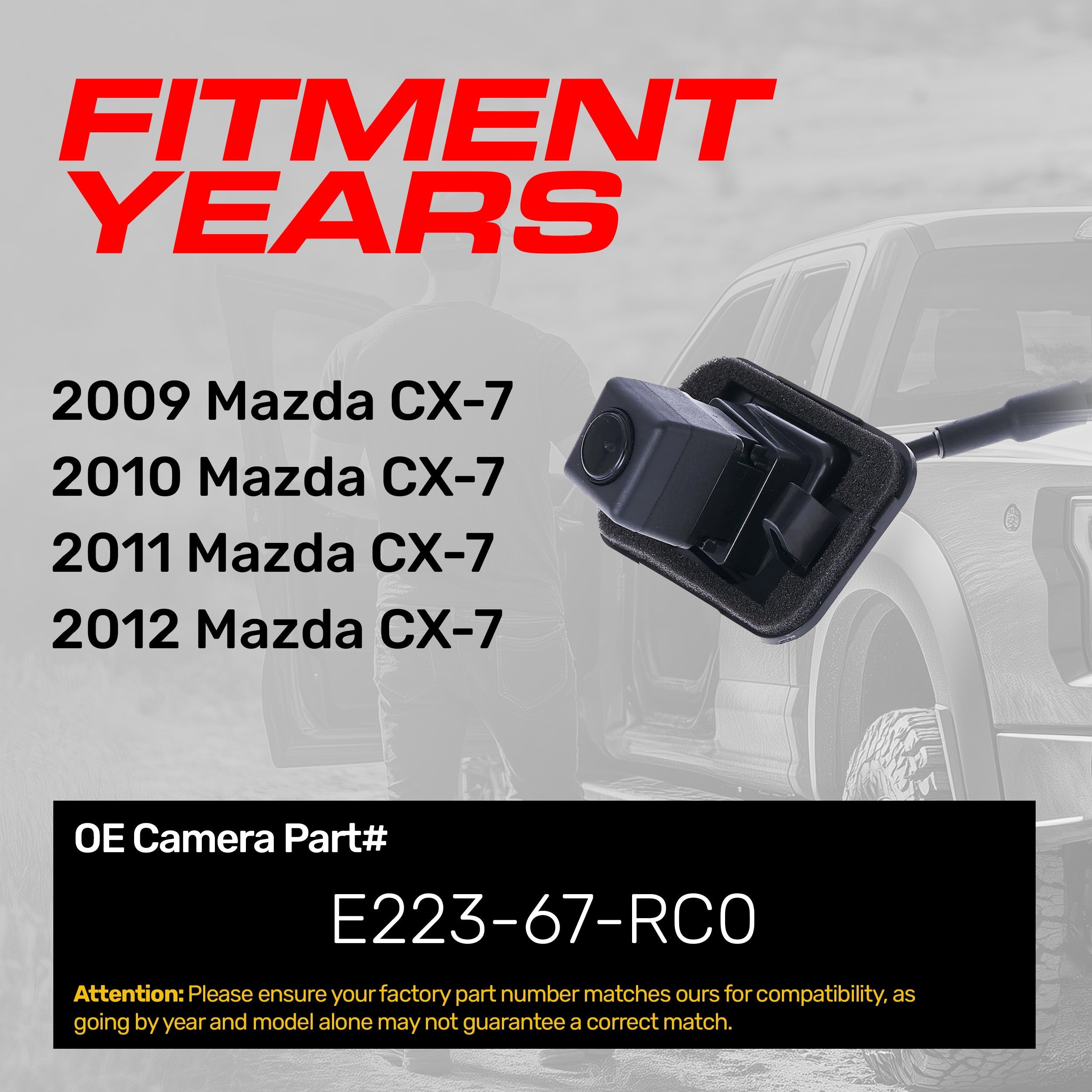 Mazda CX-7 (2009-2012) OEM Replacement Backup Camera OE Part # E223-67-RC0