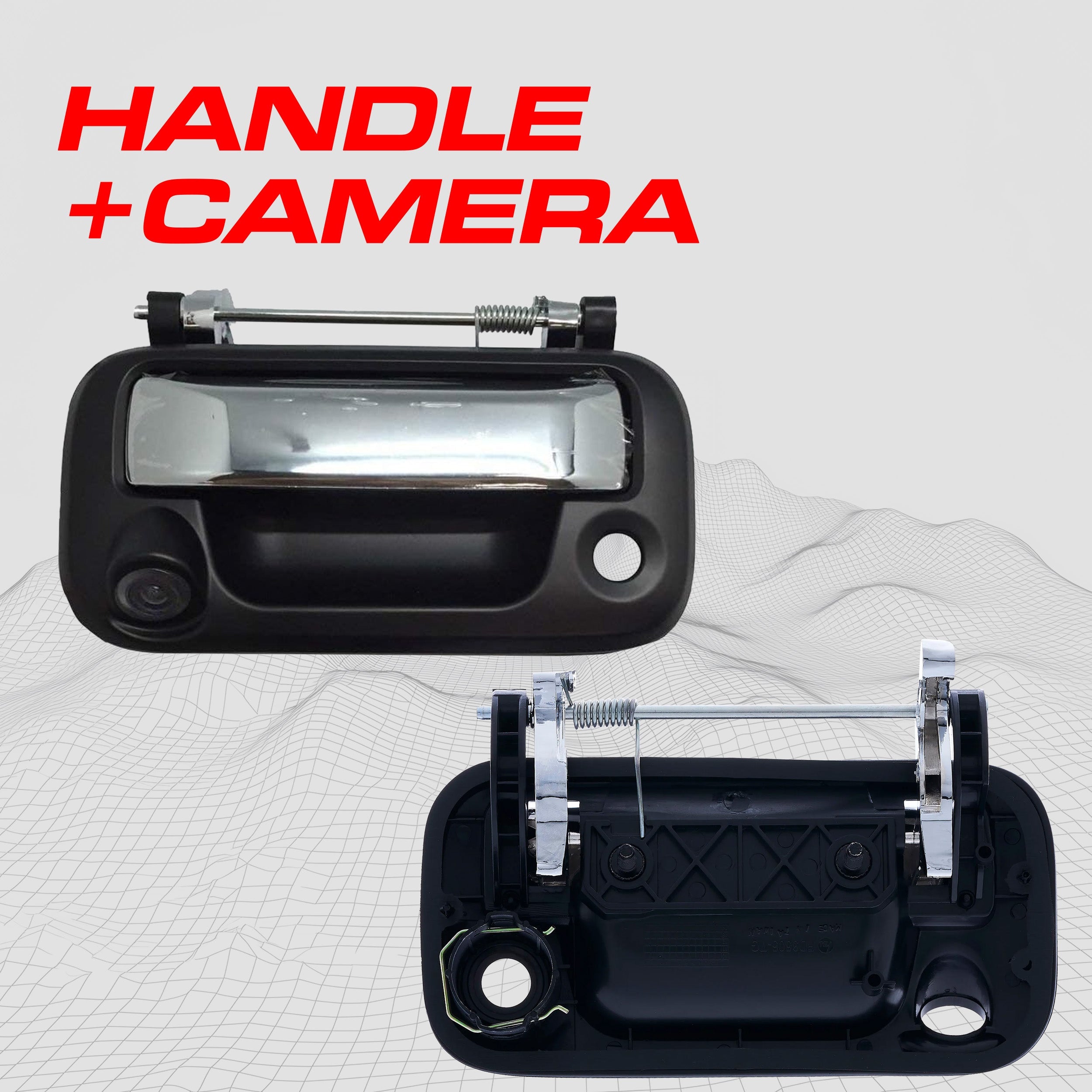 Ford F150 F250 F350 F450 F550 (2005-2016) Black/Chrome Replacement Tailgate Handle with Backup Camera