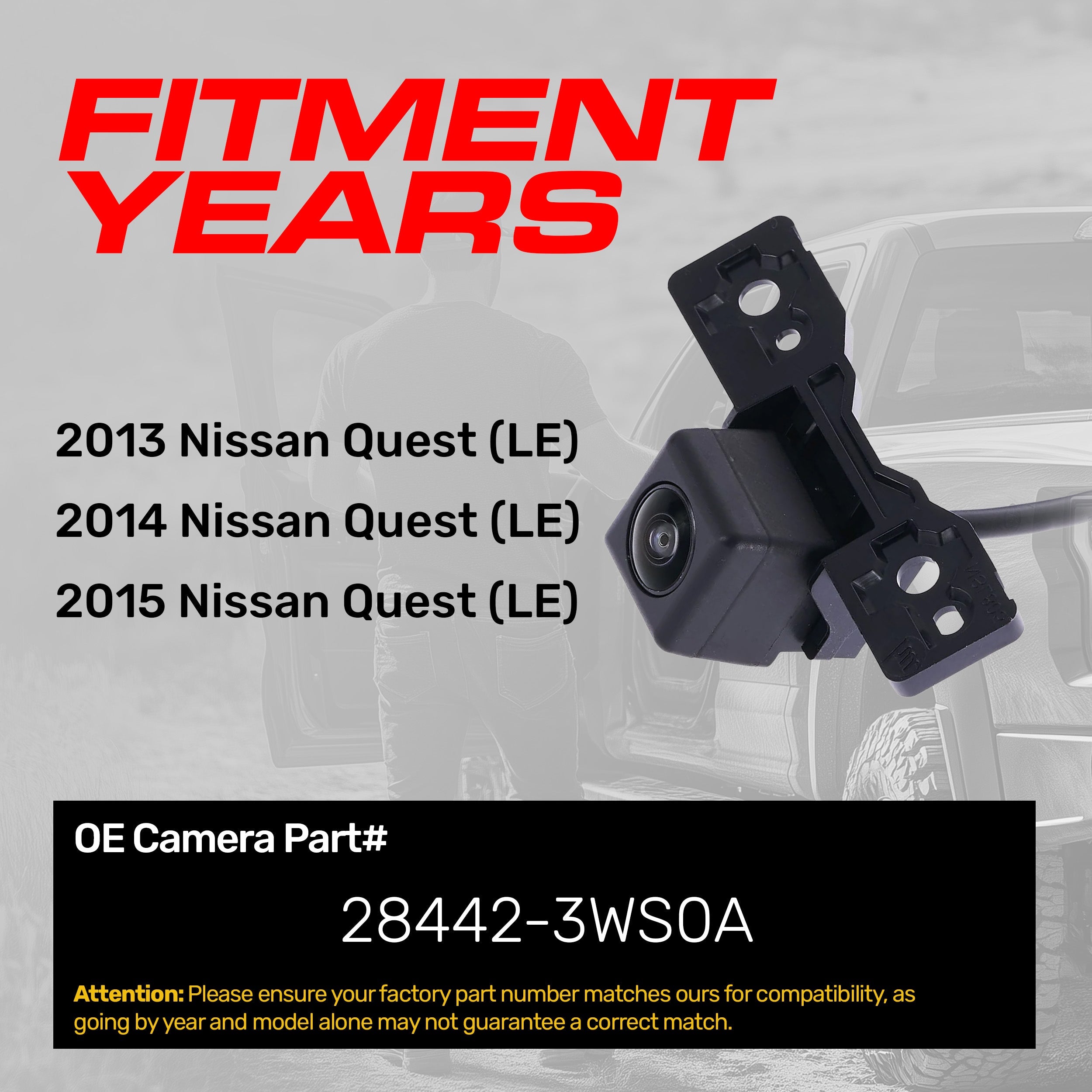 Nissan Quest LE (2013-2015) OEM Replacement Backup Camera OE Part # 28442-3WS0A