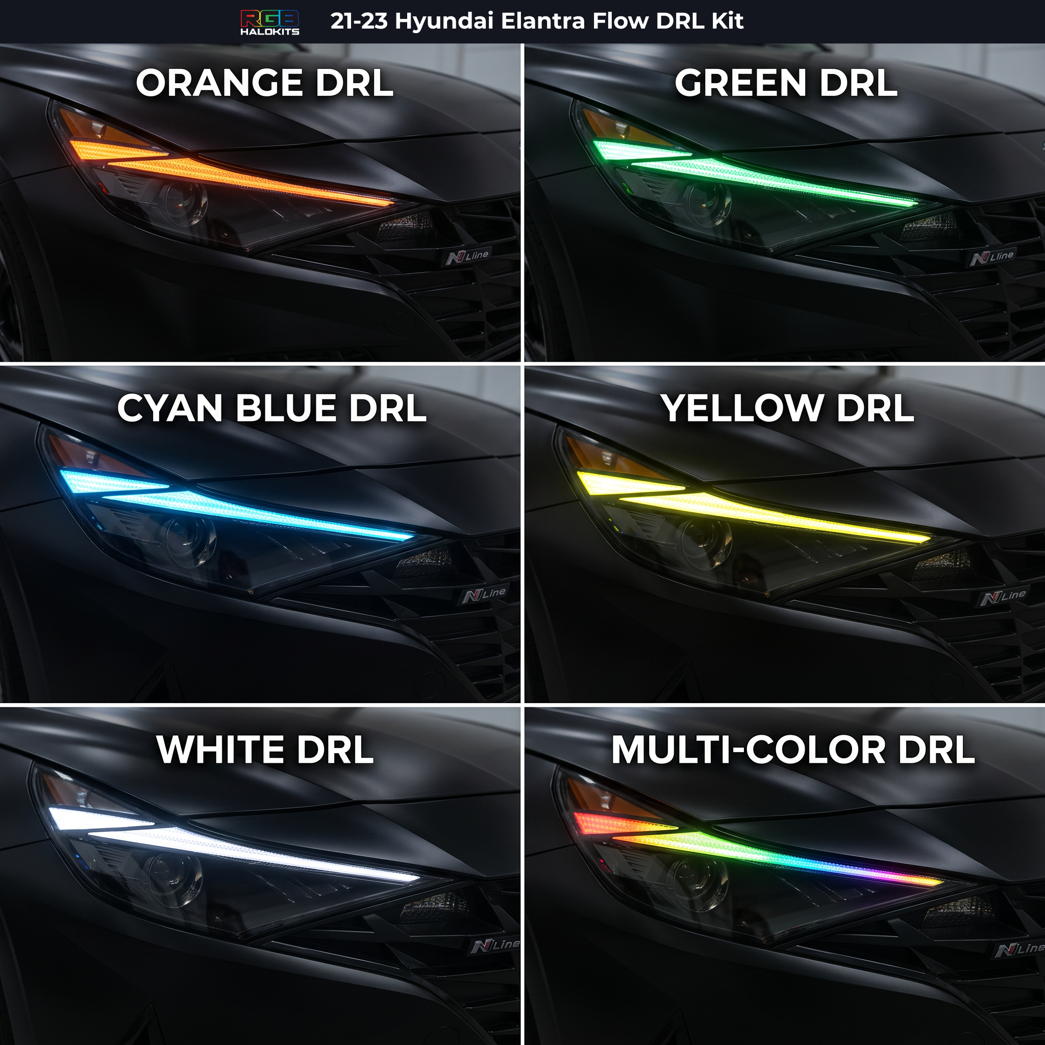 Hyundai Elantra Multicolor Flow Series DRL Boards (2021–2023)