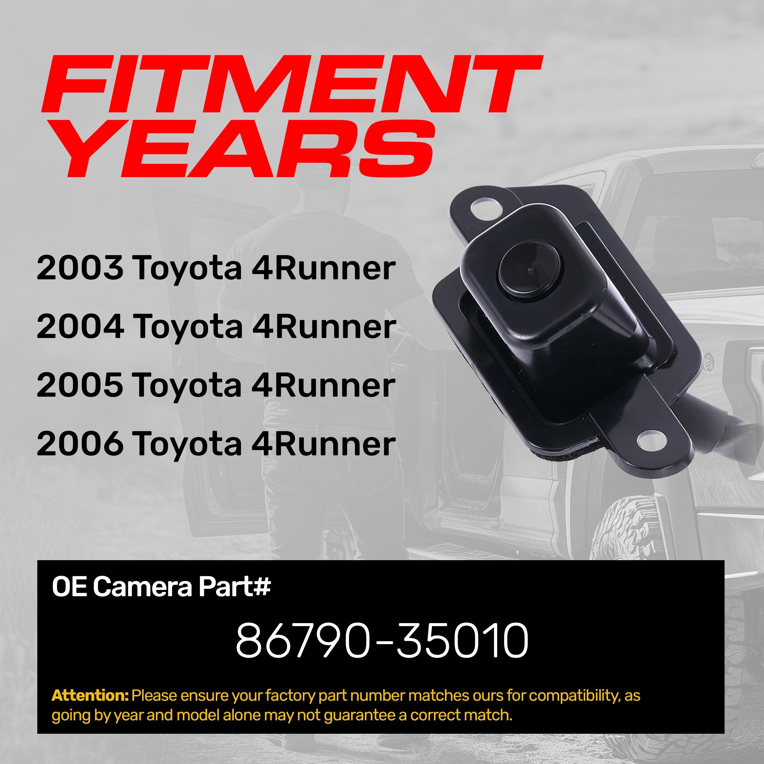 Toyota 4Runner (2003-2006) OEM Replacement Backup Camera OE Part # 86790-35010