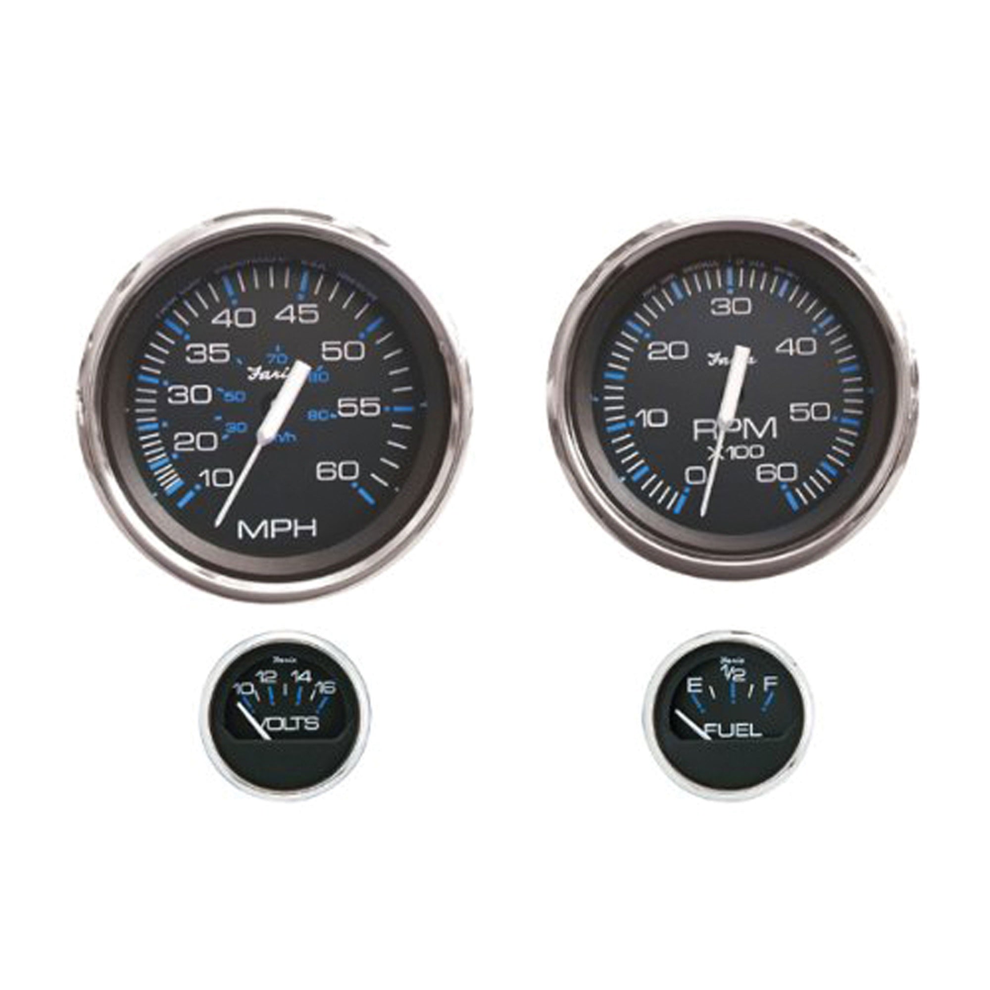 Faria Ktf004 O/B 4-Gauge Boxed Set - Chesapeake Black, Stainless Steel