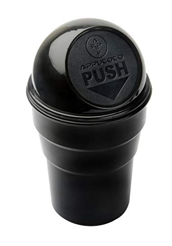 Appucoco Mini Car Trash Bin Can Holder Dustbin  Black (L 17 X W 6.5 Cms)