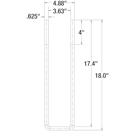 Buyers Products UB623518 U-Bolt Kit, 18 Inch, Alloy Steel, Steel Color, Includes 4 Complete Kits with 5/8" Bolts and 1/2" x