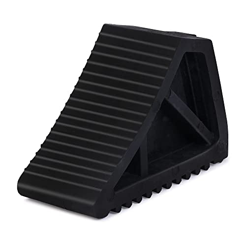 Abs Industry Heavy Duty Solid Rubber Wheel Chock 3.5Kgs Black (29Cm X 18Cm X 13Cm, Pack Of 2)
