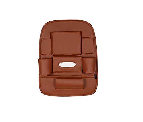 Semaphore 3D Car Auto Seat Back Multi Pocket Storage Bag Organizer Holder Hanger Accessory (TAN) Compatible with Tata Safari