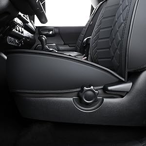 LUCKYMAN CLUB Tacoma Seat Covers Full Set, Waterproof Faux Leather, Black, Fits 2005-2023 Tacoma Crew/Double Cab SR5 TRD