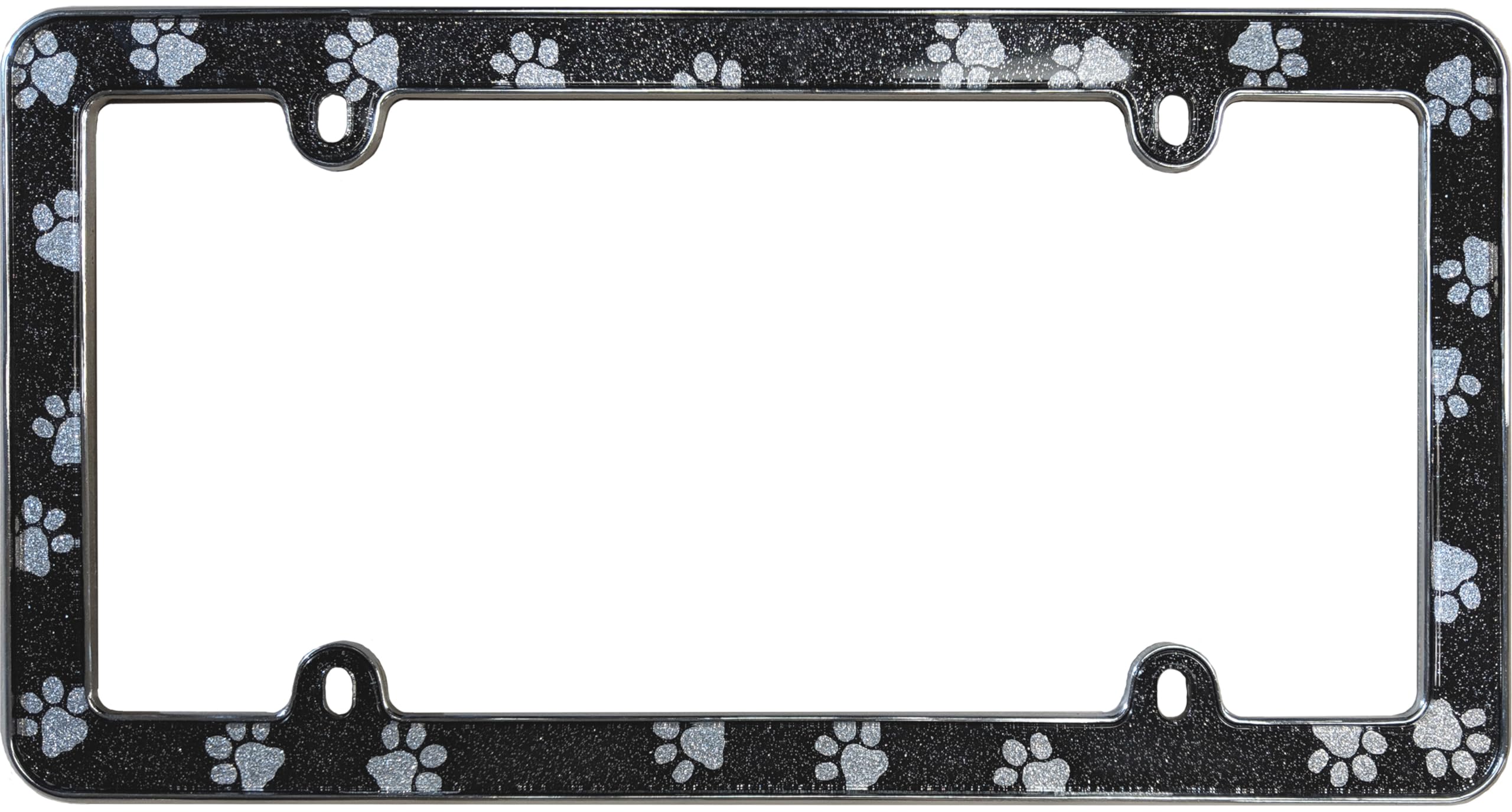 Cruiser Accessories Paws Bling License Plate Frame, Black/Chrome