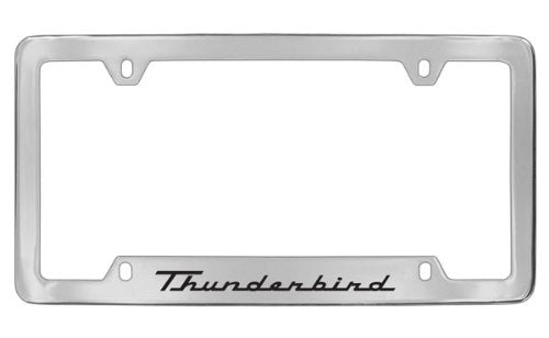 Ford Thunderbird License Plate Frame Holder - Chrome Plated Metal, Engraved Design