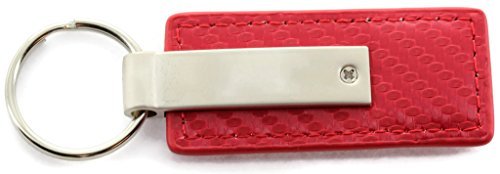 Au-Tomotive Gold Carbon Fiber Rectangular Leather Key Chain For Honda (Red)