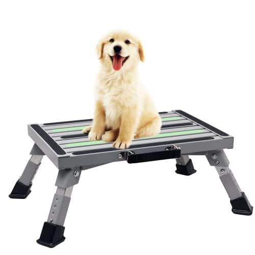 Garfatolrv Safety Rv Steps Iron Adjustable Height Folding Platform Step With Glow In The Dark Tapes Camper Steps Supports Up To