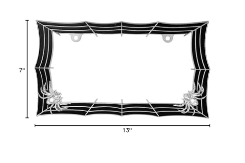 Gg Grand General 60468 Chrome And Black Spider Web Style License Plate Frame W/2 Holes