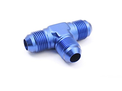 Autobahn88 Aluminum Anodized Hose End Fitting - Tee AN Male Flare Union, AN6 to AN6 (Blue)
