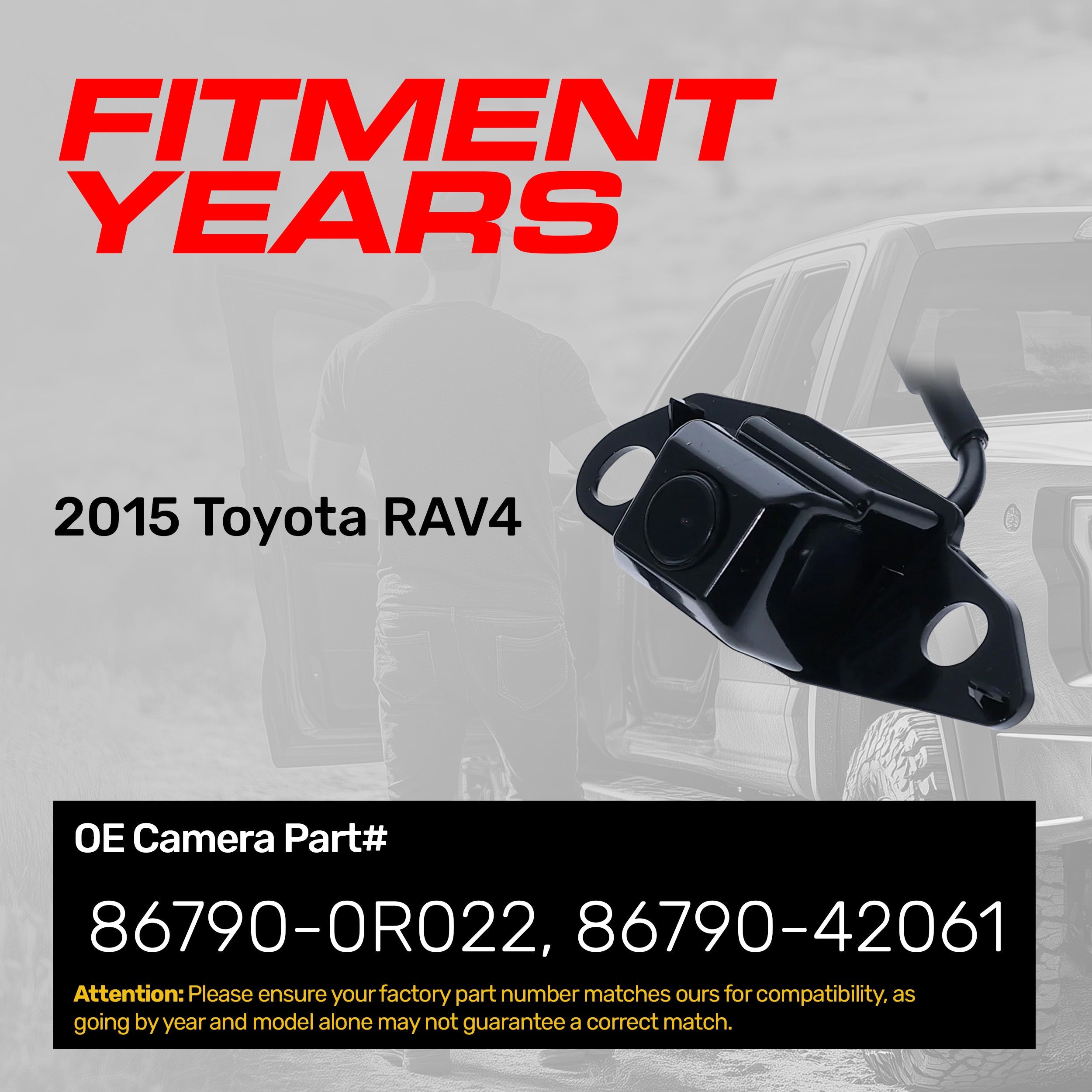 Toyota RAV4 (2015) OEM Replacement Backup Camera OE Part # 86790-0R022, 86790-42061