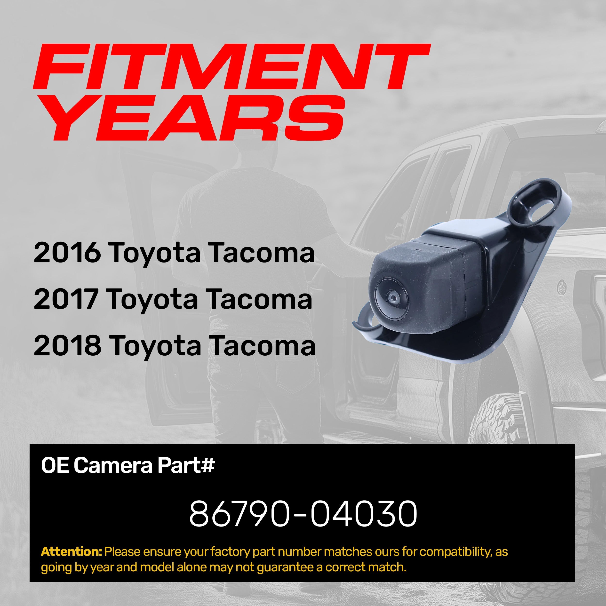 Toyota Tacoma (2016-2018) OEM Replacement Backup Camera OE Part # 86790-04030