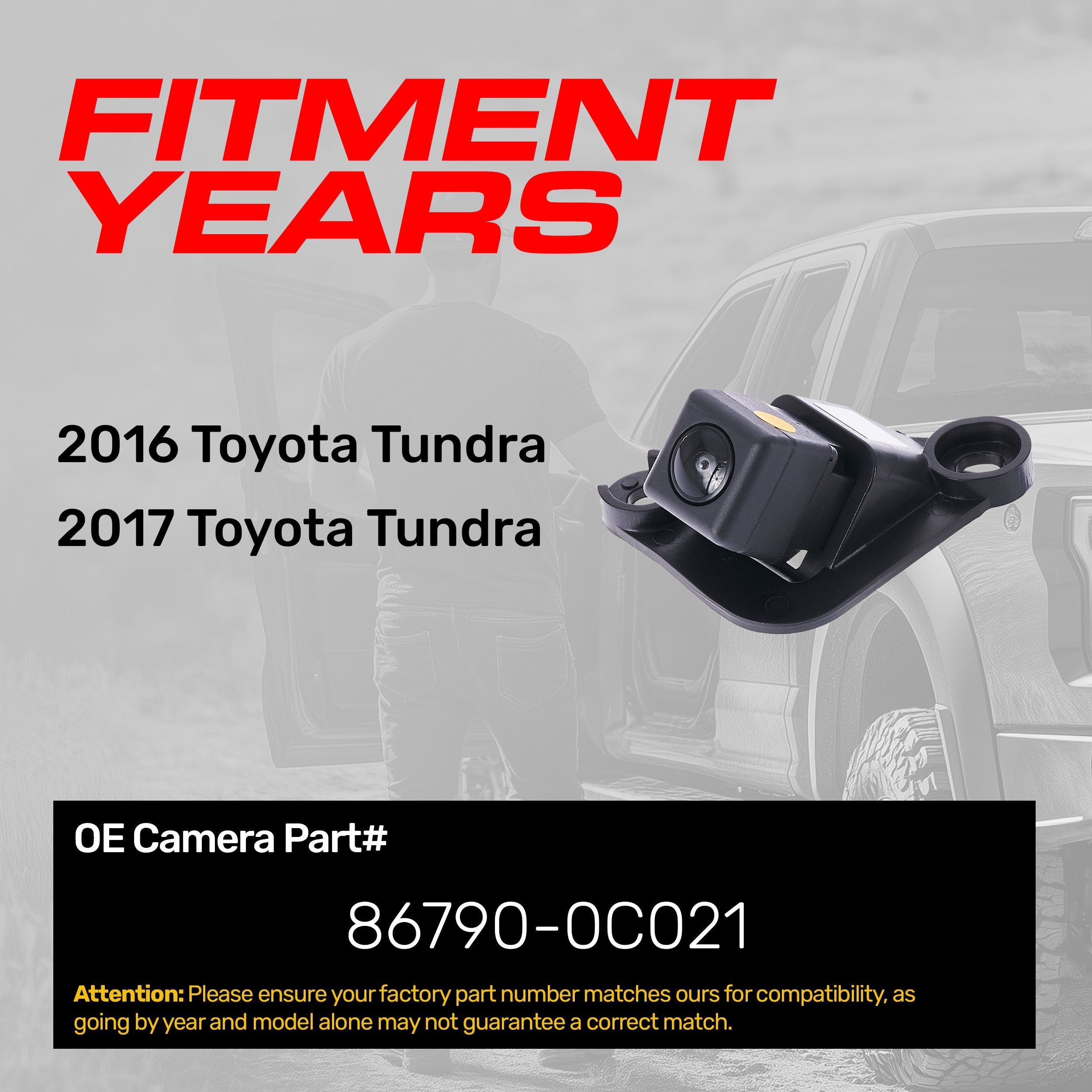 Toyota Tundra (2016-2017) OEM Replacement Backup Camera OE Part # 86790-0C021