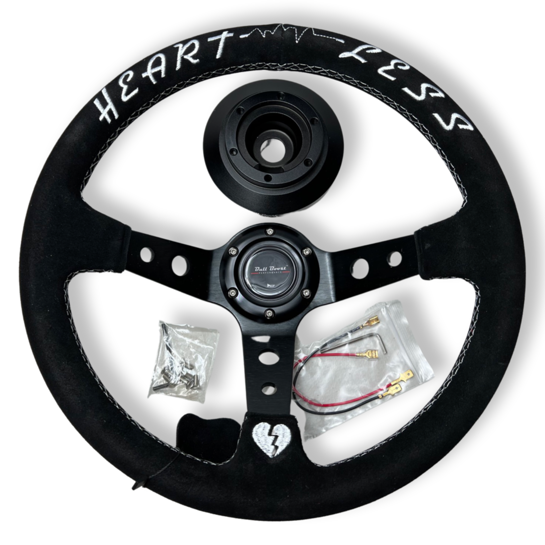 Short Hub Adapter + Suede Steering Wheel For 02-06 Mini Cooper