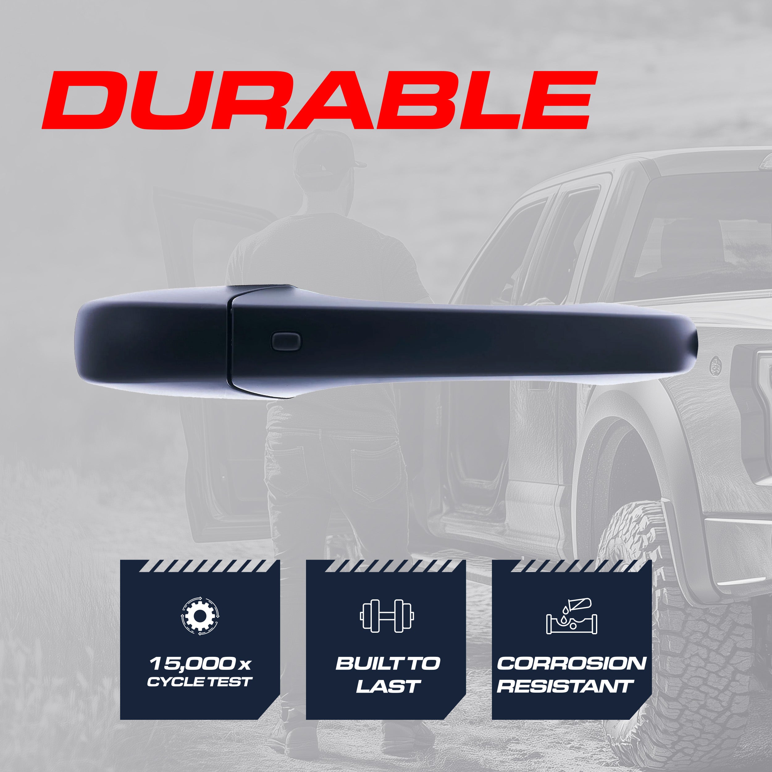 Exterior Door Handle Black Primed Replacement for Dodge Durango (2011-2024) / Jeep Grand Cherokee (2011-2024) OE Part # 1QA18AXRAK, 1QA18AXRAG | Front Right Passenger Side w/o Keyhole