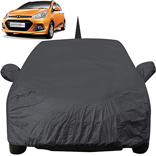 Autofact Car Body Cover For Hyundai Grand I10 With Mirror And Antenna Pocket (Light Weight, Triple Stitched, Heavy Buckle, Botto