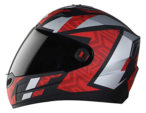 Steelbird Sba1 Cesar Isi Certified Full Face Graphic Helmet (Medium 580 Mm, Matt Black Red With Smoke Visor)