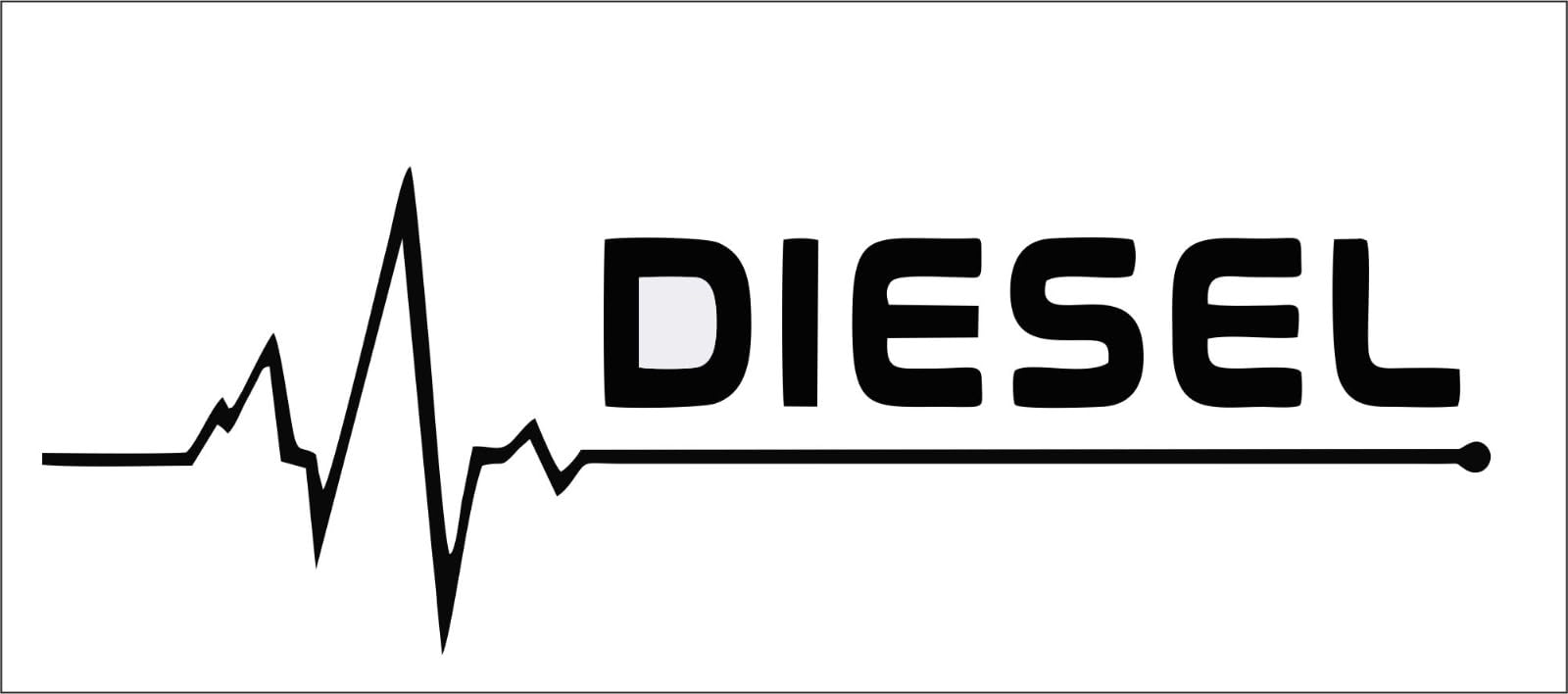 Diesel Heartbeat Pulse Line Vinyl Decal, 12 Cms, Big Flag, Fuel Lid Sticker, Black, Car Truck Decoration, Self Adhesive, Easy Pe