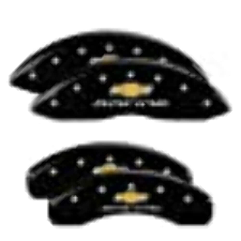 Mgp Caliper Covers 14253Sbrcbk Chevy Racing Black Powder Coat Finish, Silver Characters, Set Of 4