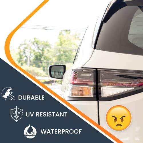 Magnet Me Up Angry Face Emoticon Magnet Decal, 5 Inch Vinyl for Car, Truck, SUV - Cute Self-Expression Decorative Magnet