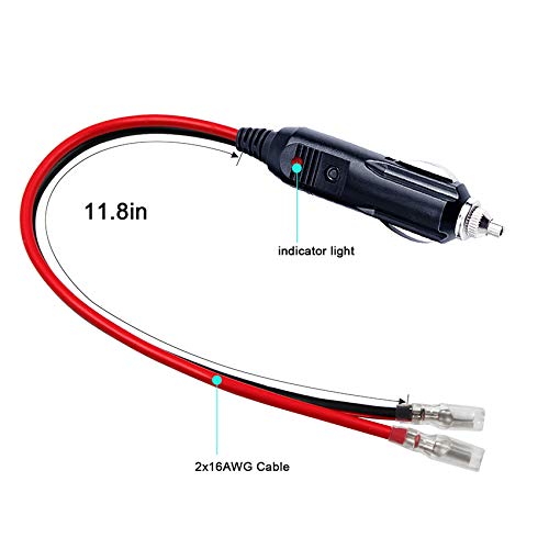[2 Pack] 12V 12Volt Replacement Cigarette Lighter Male Plug With Leads - Car Adapter Dc Battery Charger Kit Connectors Cigar Plu