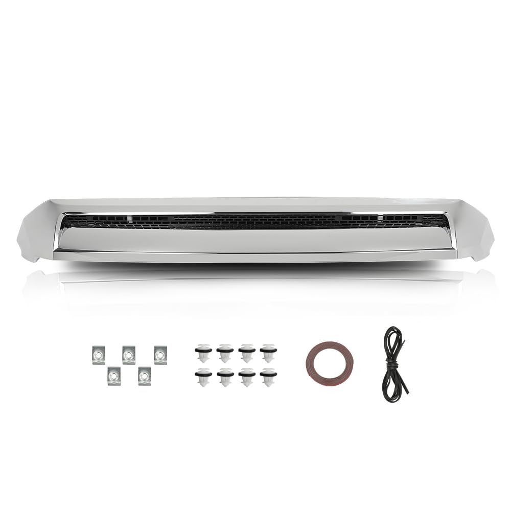 PIT66 Chrome Front Upper Hood Bulge Molding Grille Trim Compatible with Toyota Tundra 2014-2021 TO1231102, 76180-0C030