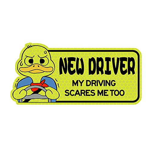 biinfu Reflective Student Driver Decal - Funny Duck Bumper Sticker, Yellow, Vinyl, Model: by-New Driver Duck Sticker-Yellow