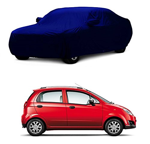MotRoX Car Body Cover Compatible with Chevrolet Spark with Side Mirror Pocket (Navy Blue)