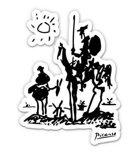 Squiddy Don Quixote by Pablo Picasso - Vinyl Sticker Decal for Phone, Laptop, Water Bottle (3 Tall)