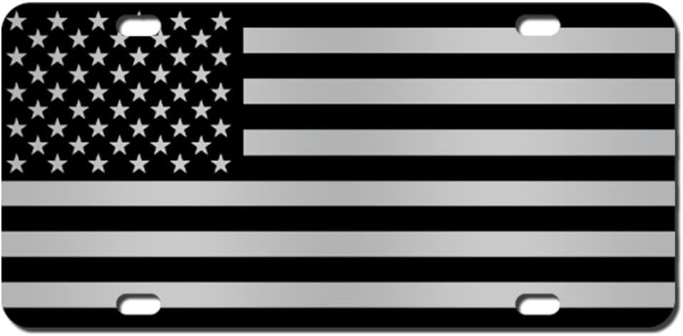 Brushed American Flag Decorative License Plate - 6''X12'' Aluminum Novelty Tag For Front Bumper Display