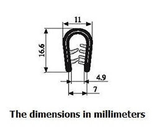 M M Seals - Edge Trim Black Fits 1/5 Inch (4.9Mm), Leg 0.65 Inch (16.6Mm), Length 3 Feet (1Meter) - No Glue Decorative Anti-Scra