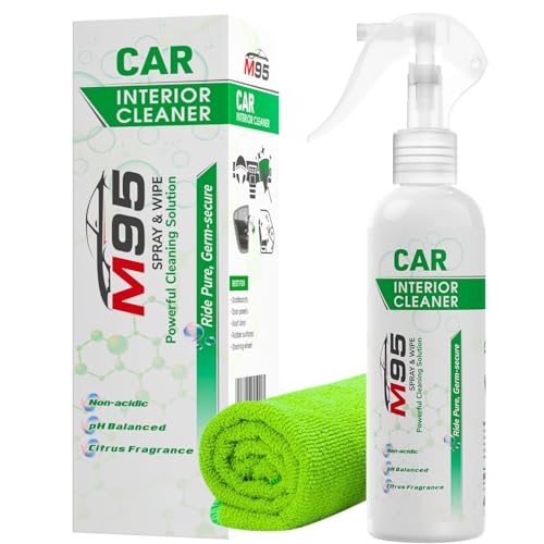 M95 Car Interior Cleaner, Seat Cleaner, Citrus Scent, Removes Stains, Frozen Dirt & Germs, For Leather Seats, Plastics, Rubber A