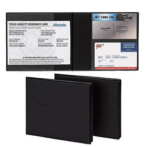 Samsill 2 Pack Car Registration and Insurance Holder, 5.25'' x 4.75'' Black Glove Box Organizer, Perfect for Multiple Vehicles