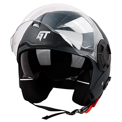 Steelbird Gt Dashing Isi Certified Open Face Helmet For Men And Women With Inner Sun Shield ( Dual Visor Mechanism ) (Large 600 