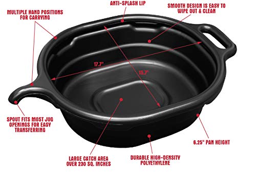 Lisle 17972 4.5 Gallon Oval Drain Pan, Black